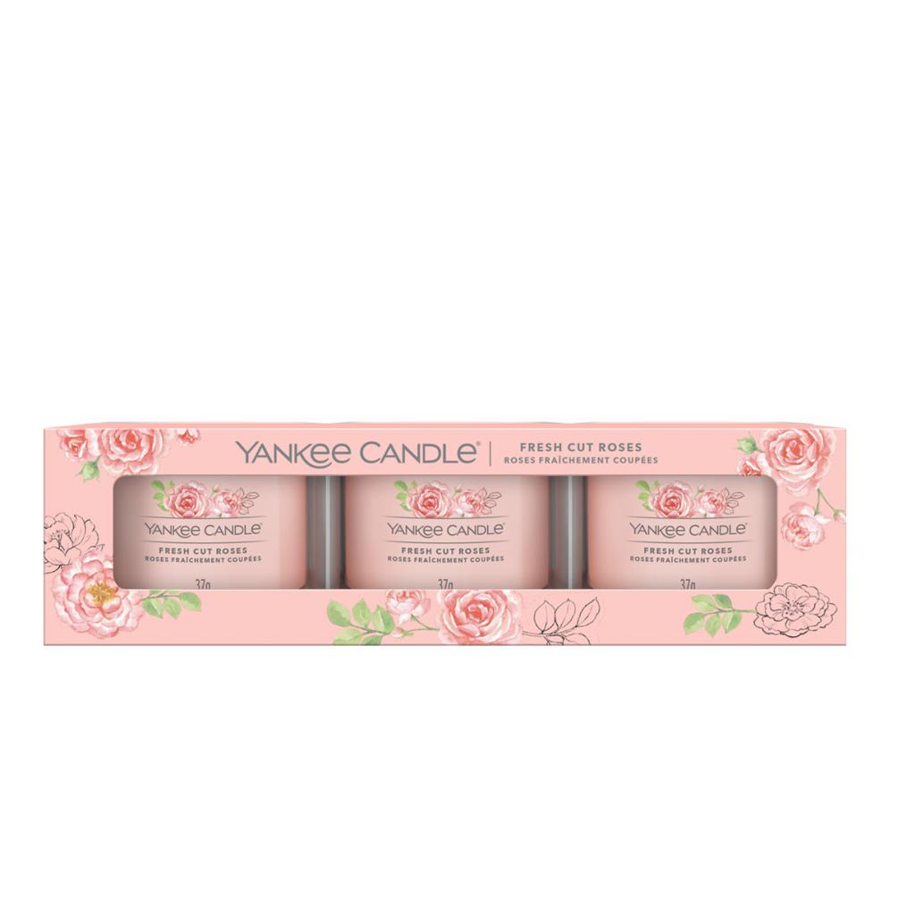 Yankee Candle Fresh Cut Roses 3 Filled Votive Candle Gift Set £6.89